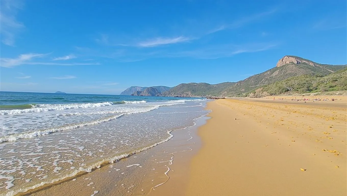 Unspoilt golden-sand beach in Calblanque Regional Park, Cartagena, Spain